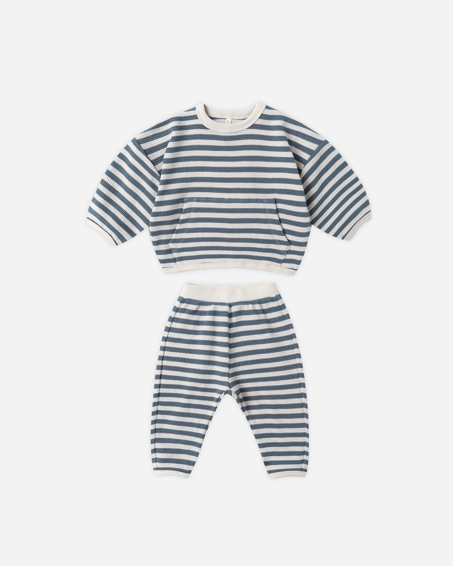 Waffle Slouch Set || Ocean Stripe