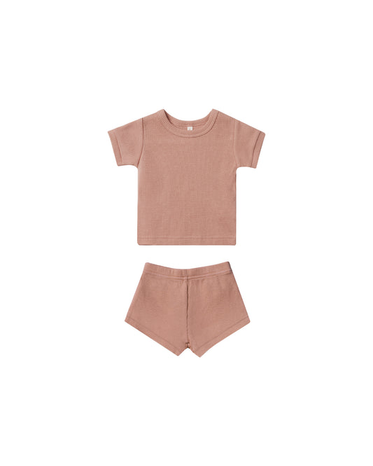 Waffle Shortie Set | Rose