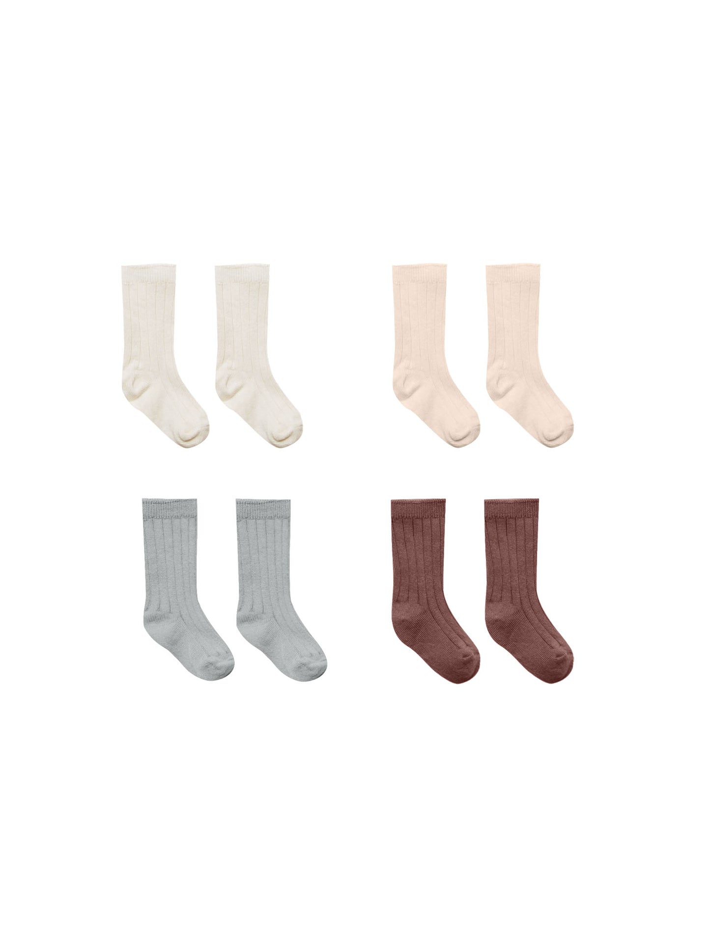 Socks, Set of 4 Stockings | Ivory, Shell, Dusty Blue, Plum