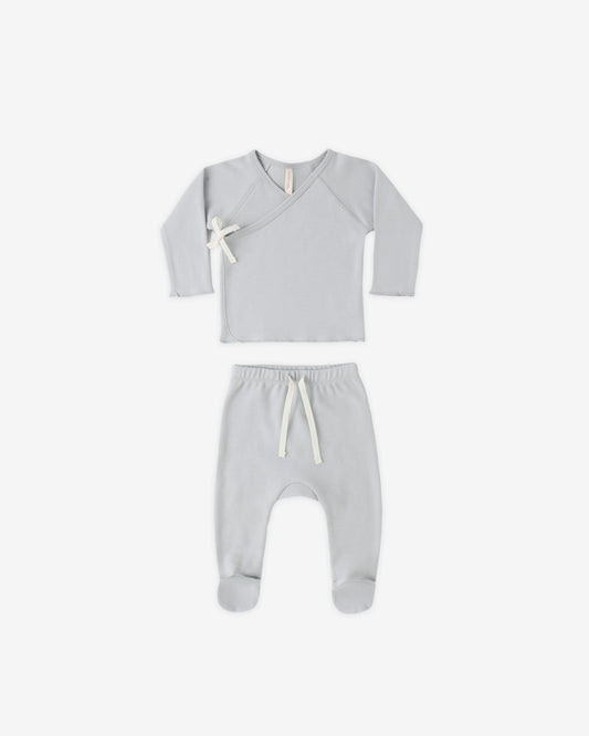 Wrap Top + Footed Pant Set || Sky