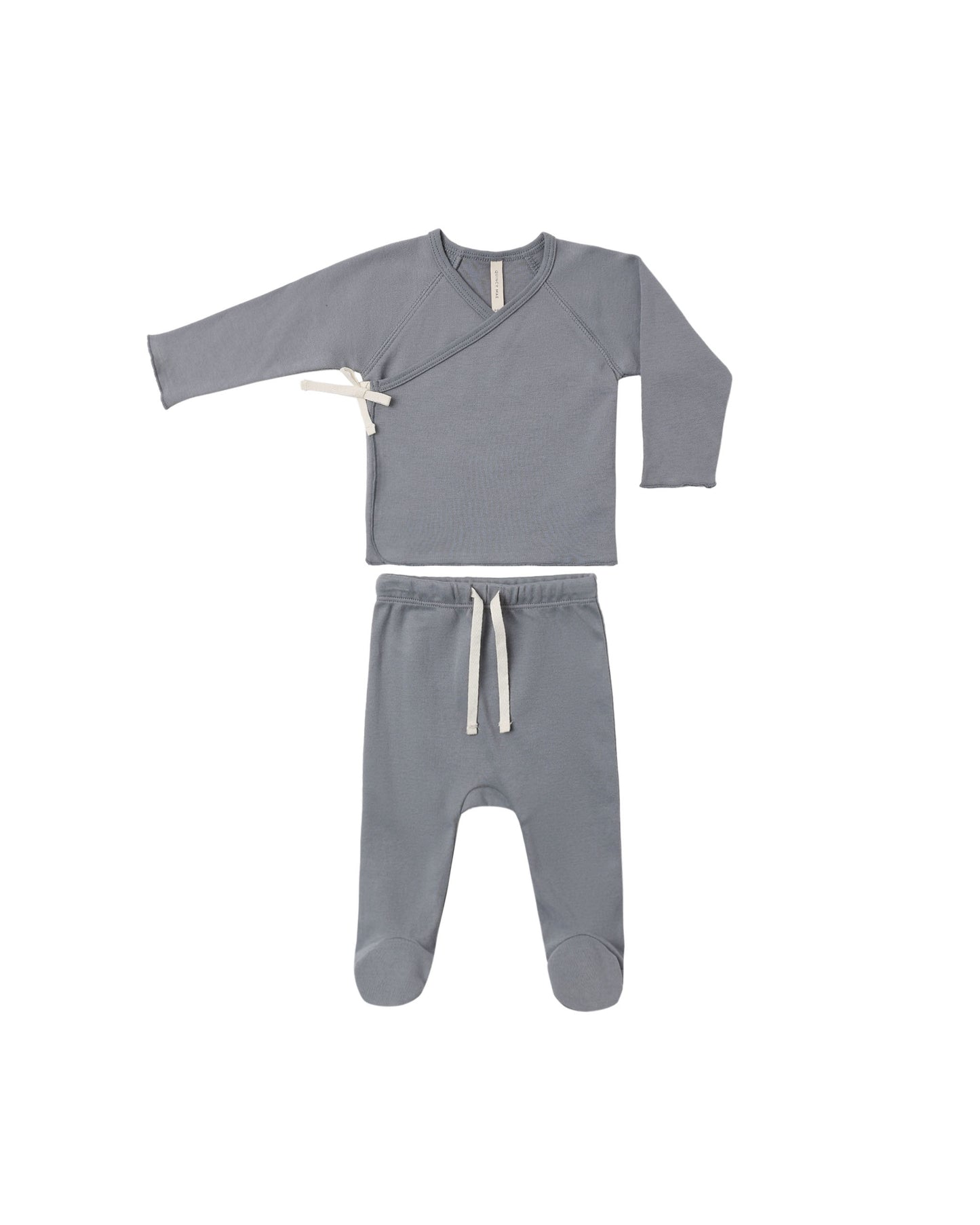 Wrap Top + Footed Pant Set || Slate