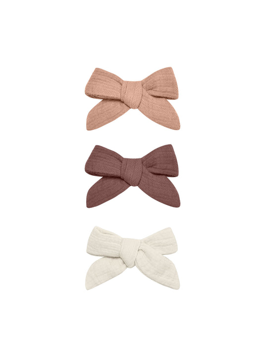 Bow W. Clip, Set Of 3 | Rose, Plum, Natural