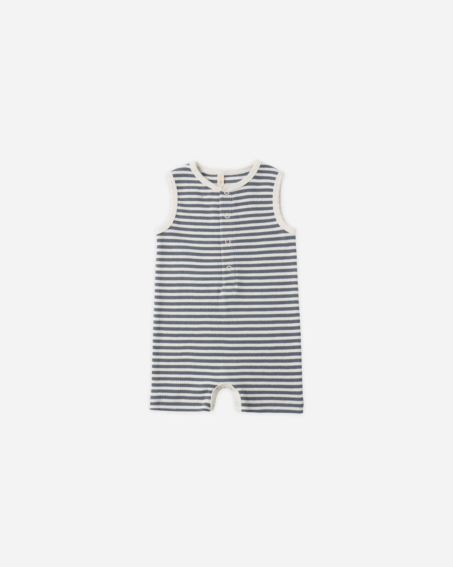 Ribbed Henley Romper || Ocean Stripe
