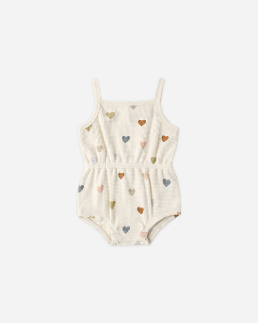 Waffle Cinch Romper || Confetti Hearts