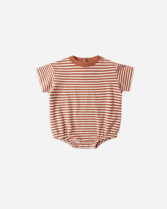 Relaxed Bubble Romper || Poppy Stripe