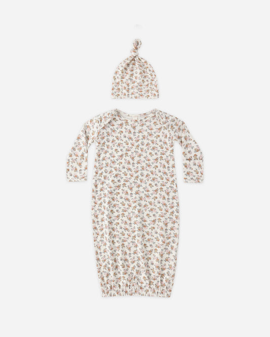 Bamboo Baby Gown + Hat Set || Wildflower