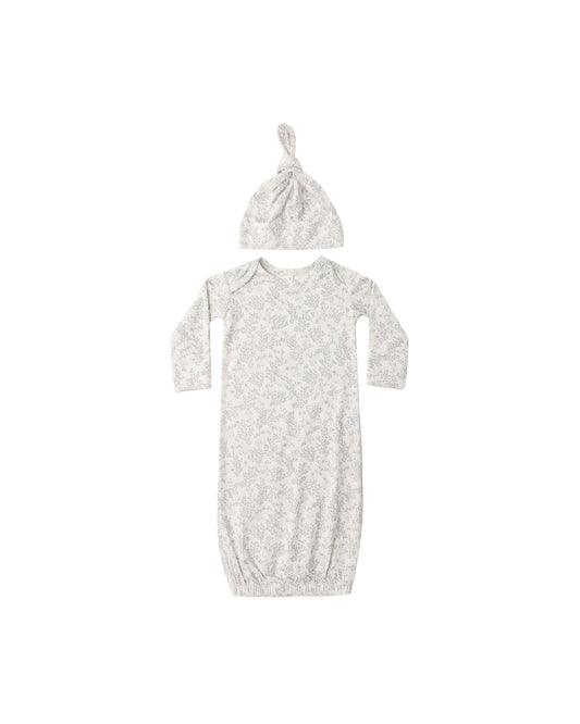 Bamboo Baby Gown + Hat Set || Cloud Floral