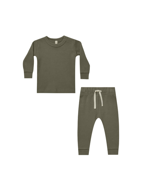 Waffle Top + Pant Set | Forest
