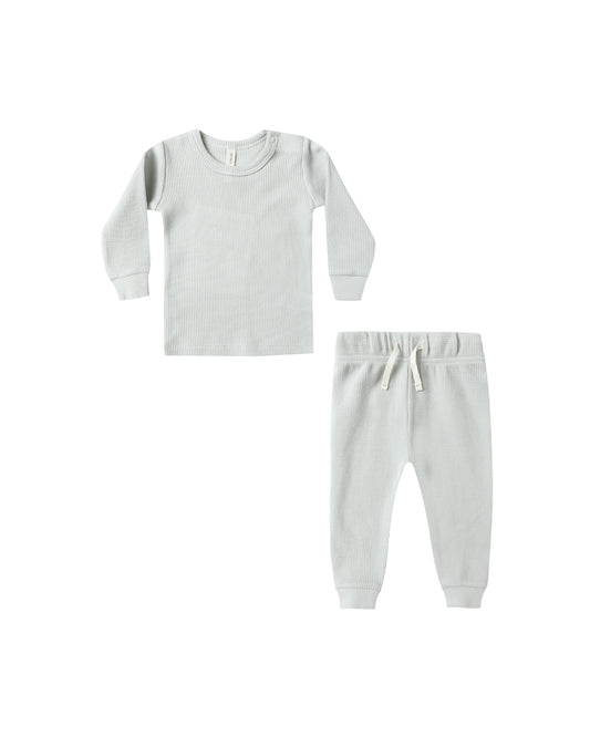 Waffle Top + Pant Set || Ice Blue