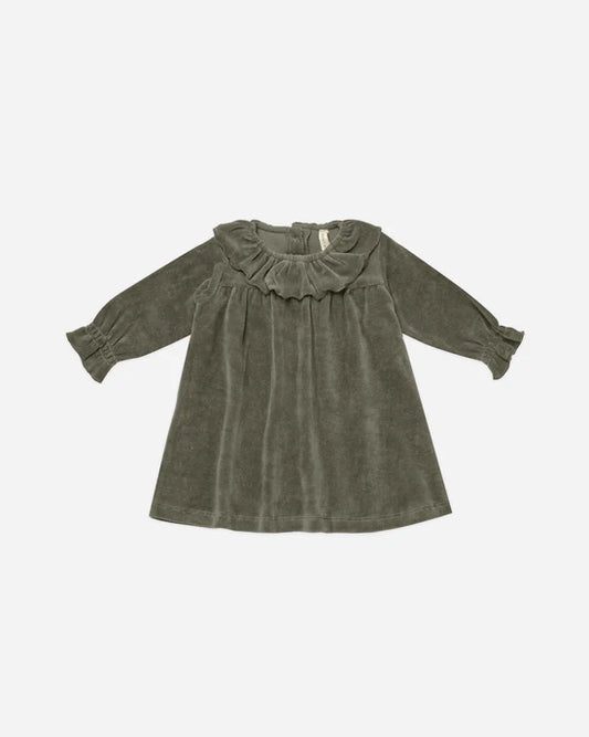 Velour Baby Dress | Forest