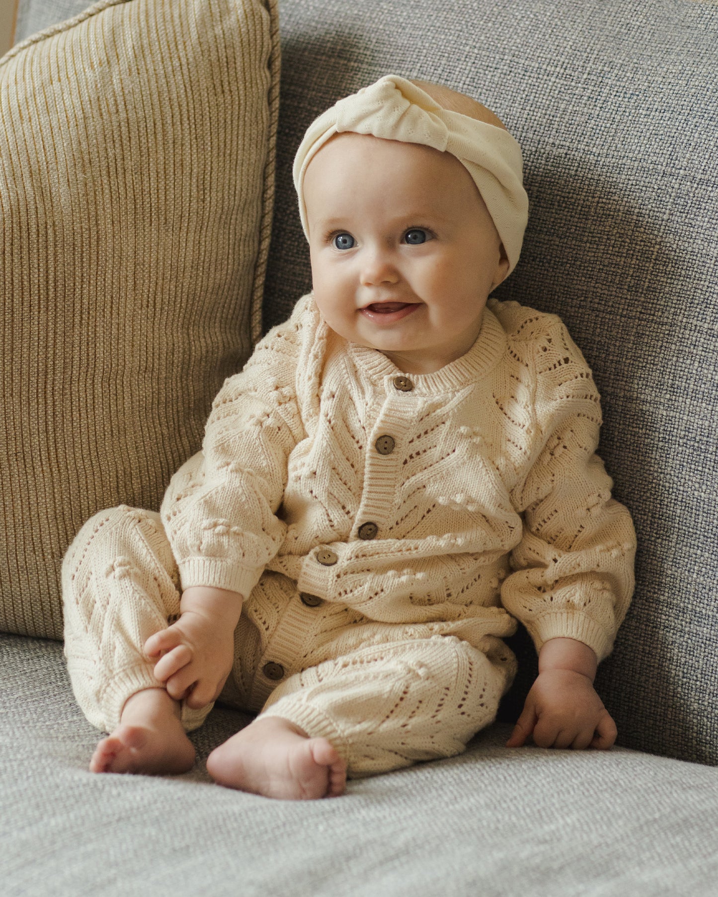 Long Sleeve Bobble Romper | Natural
