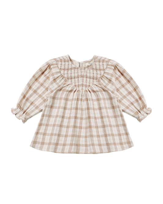V Smocked Dress || Rustic Plaid