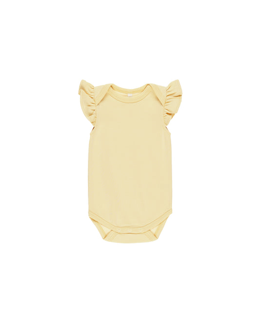 Flutter Sleeve Bodysuit || Yellow