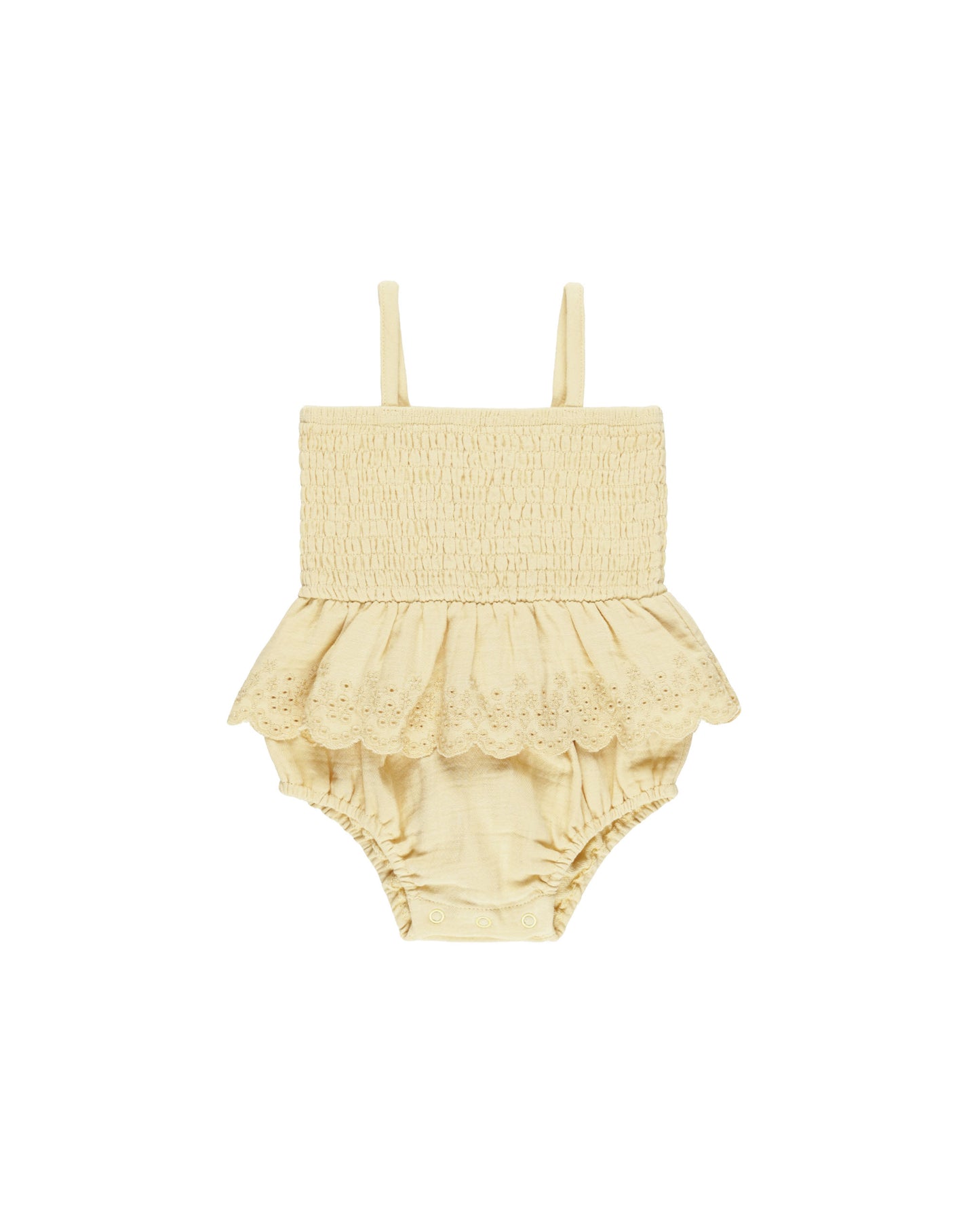 Smocked Skirted Romper || Yellow