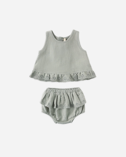 Ruffled Tulip Top + Bloomer Set || Sage