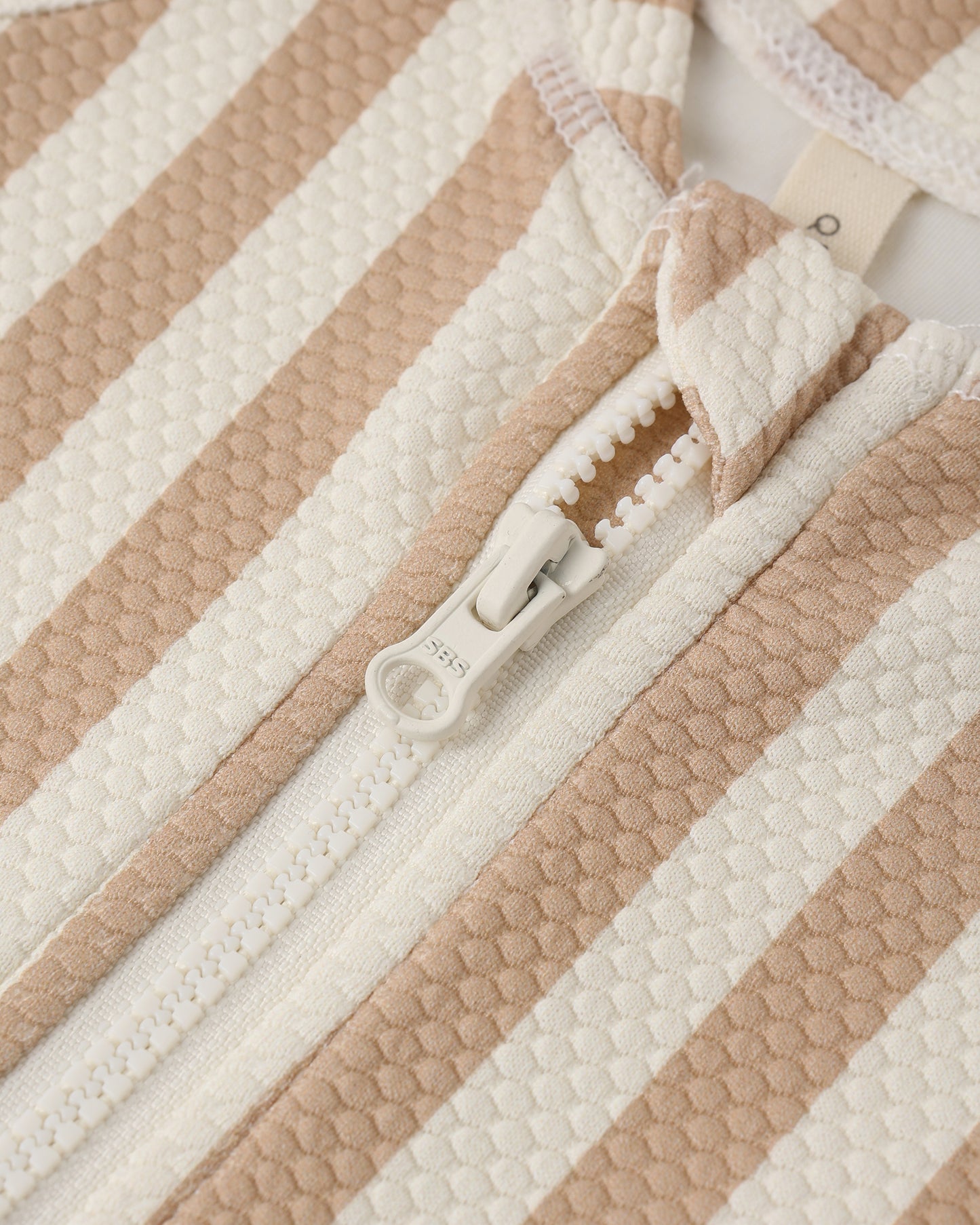 Long Sleeve One-Piece Rashguard || Retro Latte Stripe