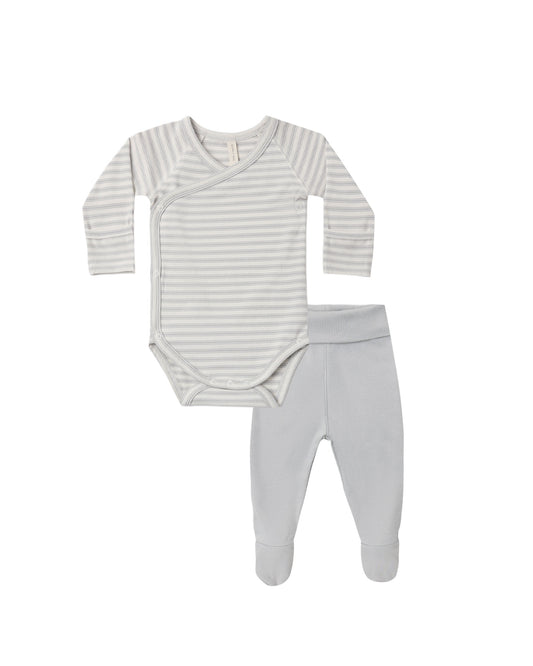 Side Snap Bodysuit + Pant Set || Cloud Stripe