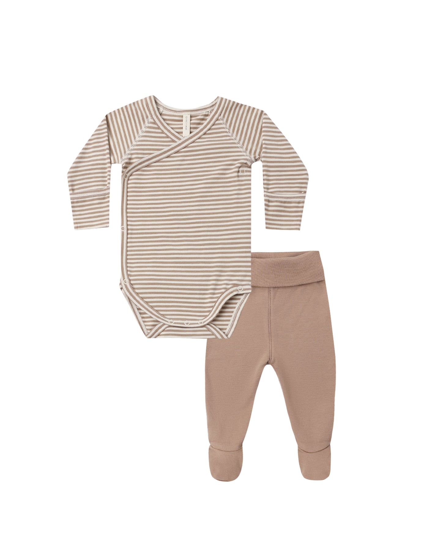 Side Snap Bodysuit + Pant Set || Almond Stripe