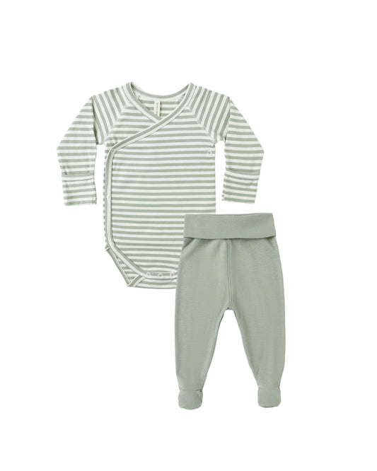 Side Snap Bodysuit + Pant Set || Fern Stripe