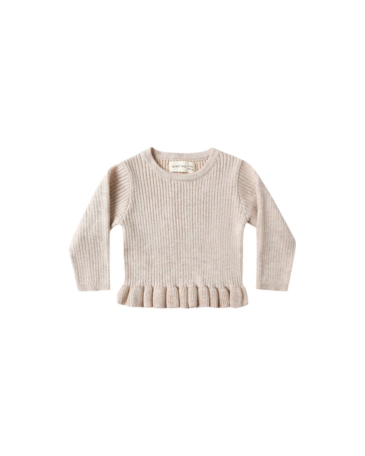 Rib Knit Peplum Top || Heathered Oatmeal