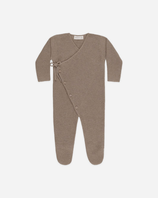 Wrap Knit Footie || Heathered Mocha