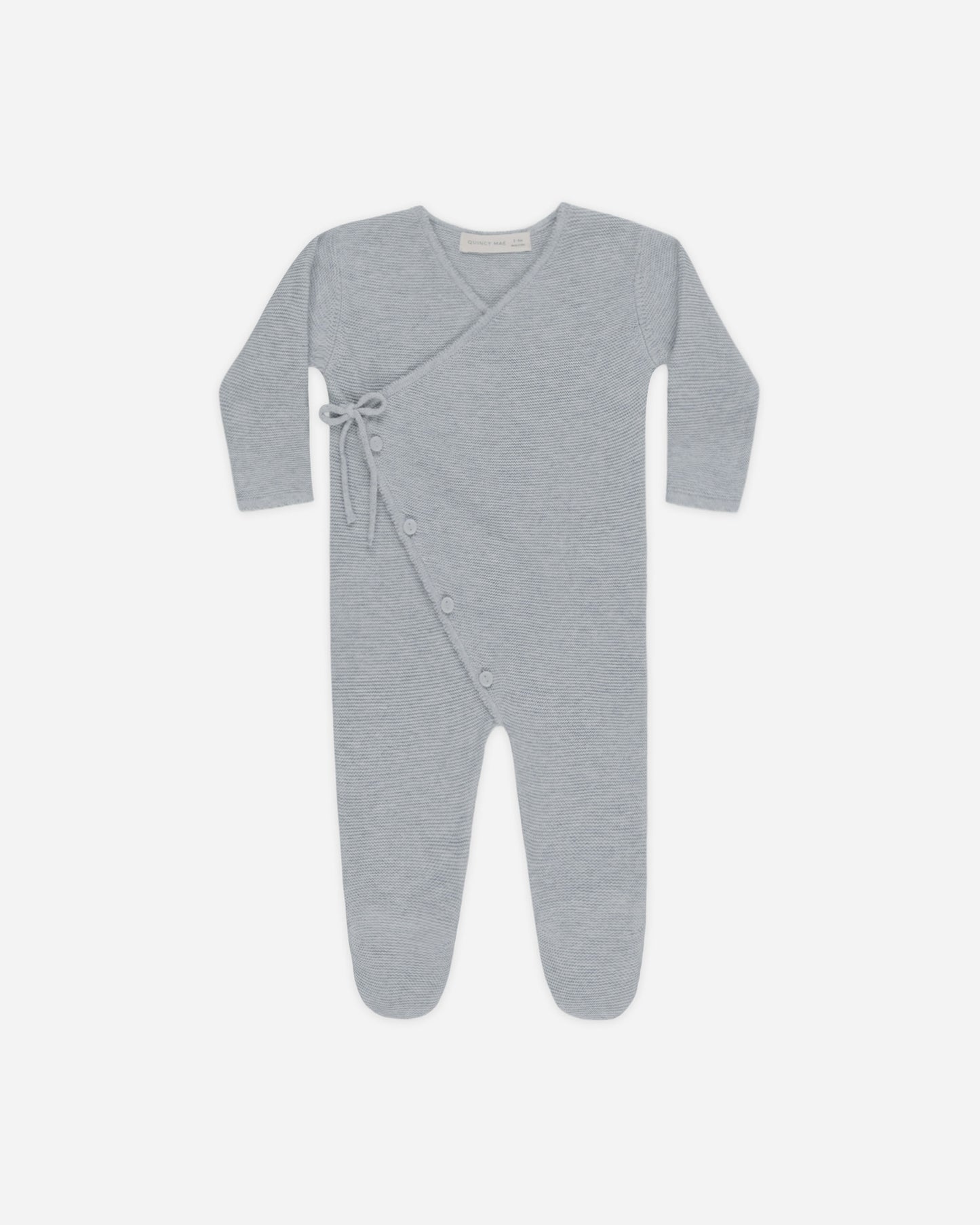 Wrap Knit Footie || Heathered Dusty Blue