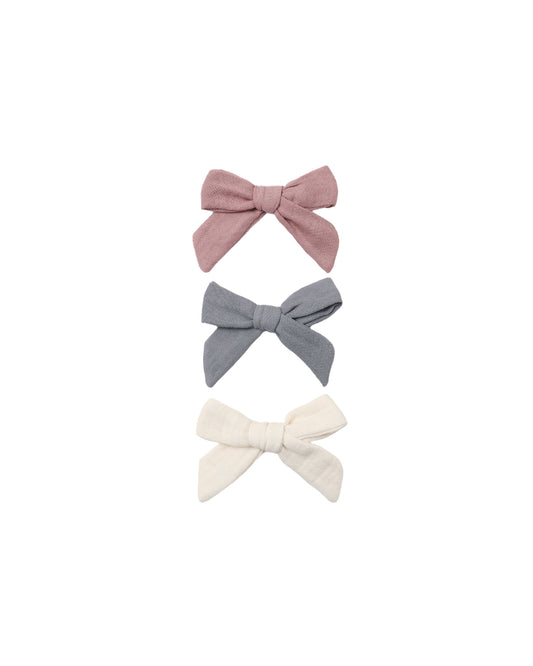 Bow W. Clip, Set Of 3 || Mulberry, Slate, Natural