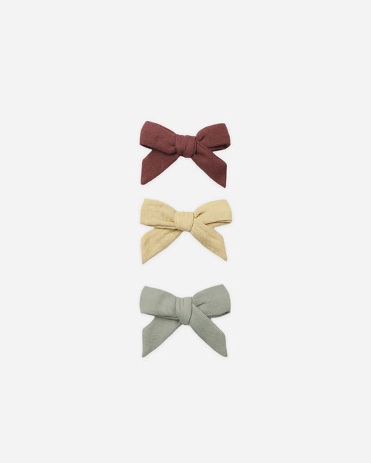 Bow with Clip, Set of 3 | Black Cherry, Butterscotch, Laurel