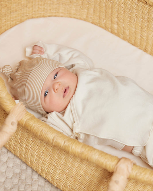 Knotted Baby Hat | Latte Micro Stripe