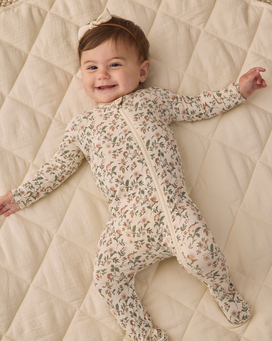 Bamboo Zip Footie | Holiday Floral