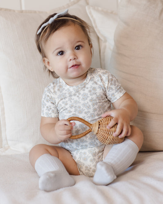 Bamboo Short Sleeve Bodysuit || Blue Floral