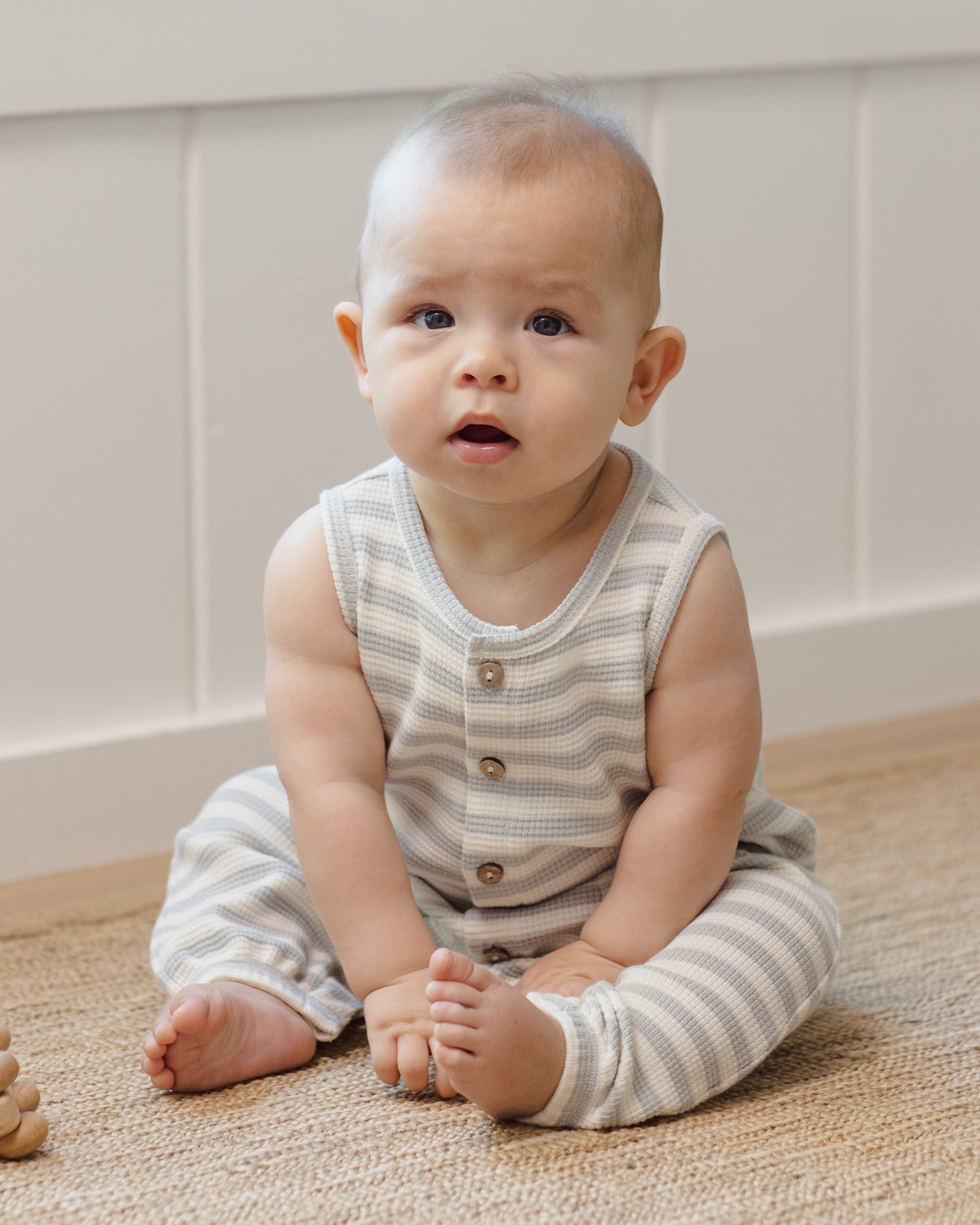 Waffle Jumpsuit || Sky Stripe