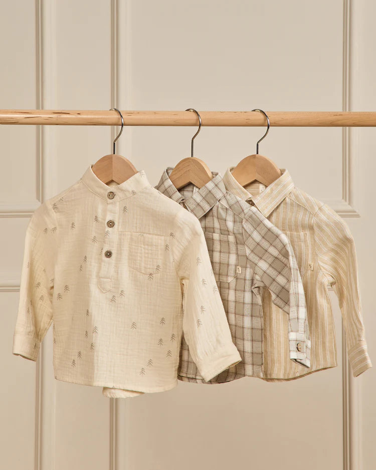 Collared Long Sleeve Shirt | Pewter Plaid