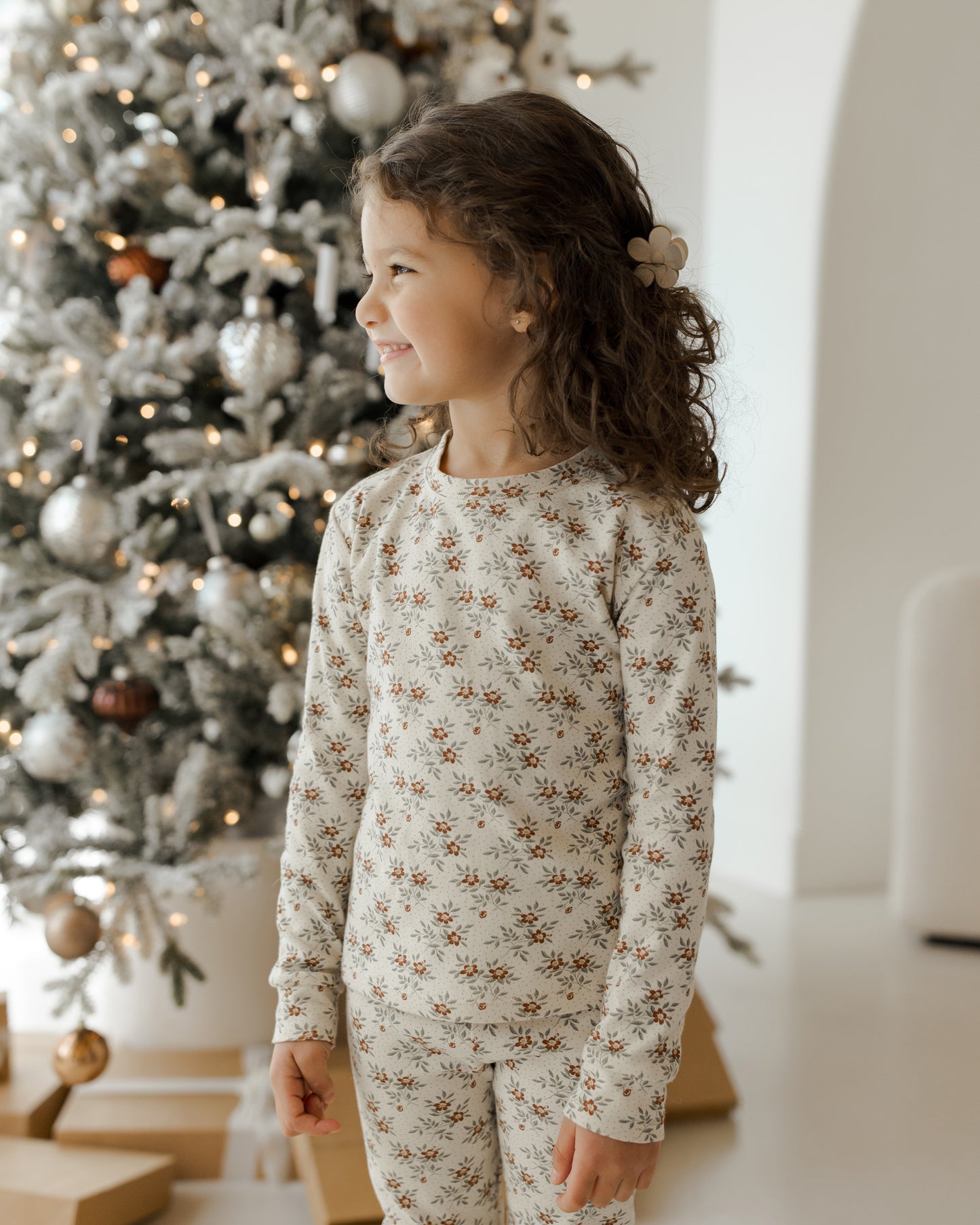 Organic Long Sleeve Pajama Set | Holiday Floral