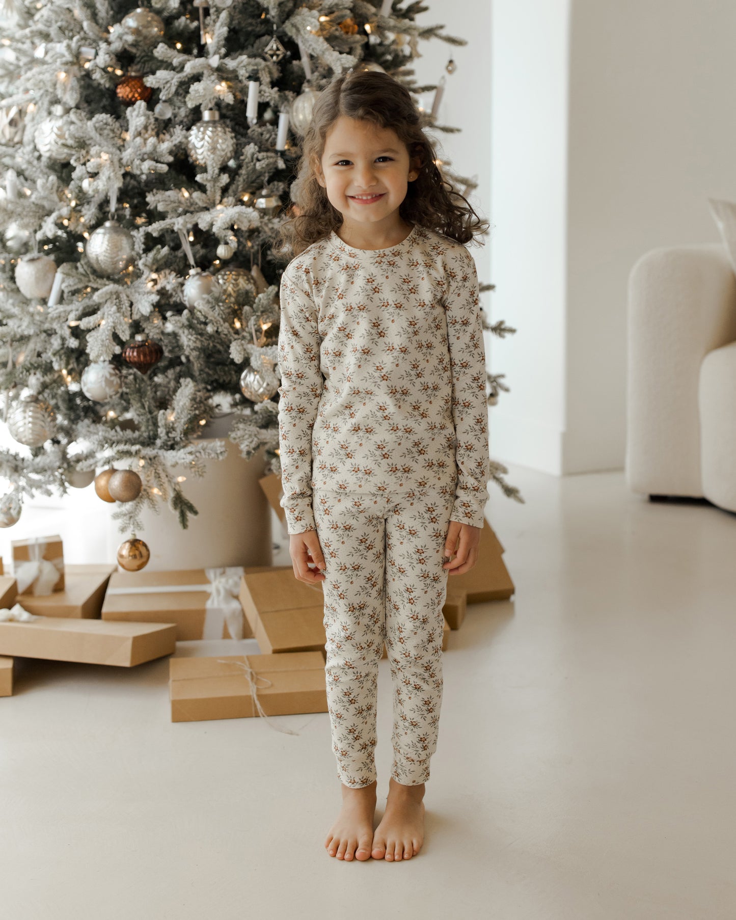 Organic Long Sleeve Pajama Set | Holiday Floral