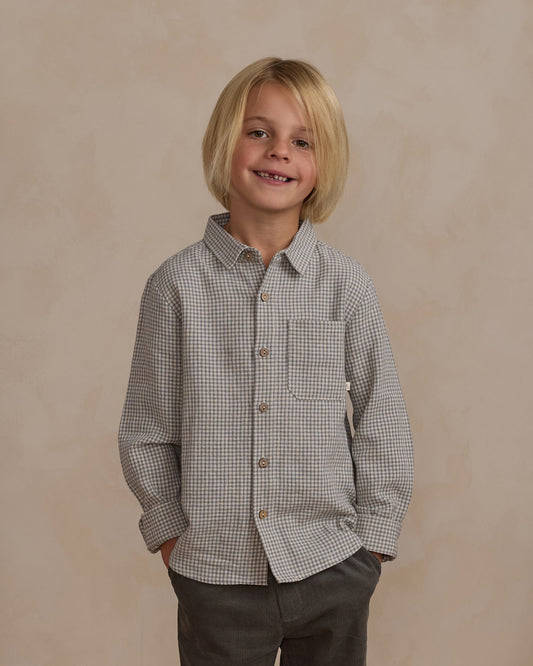 Collared Long Sleeve Shirt | Forest Gingham