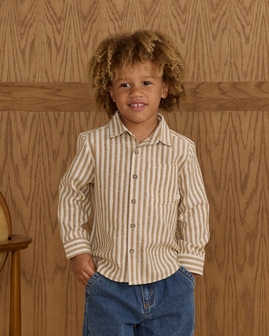 Collared Long Sleeve Shirt || Golden Stripe
