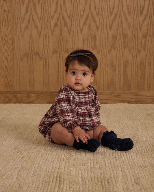 Adelaide Romper || Burgundy Plaid