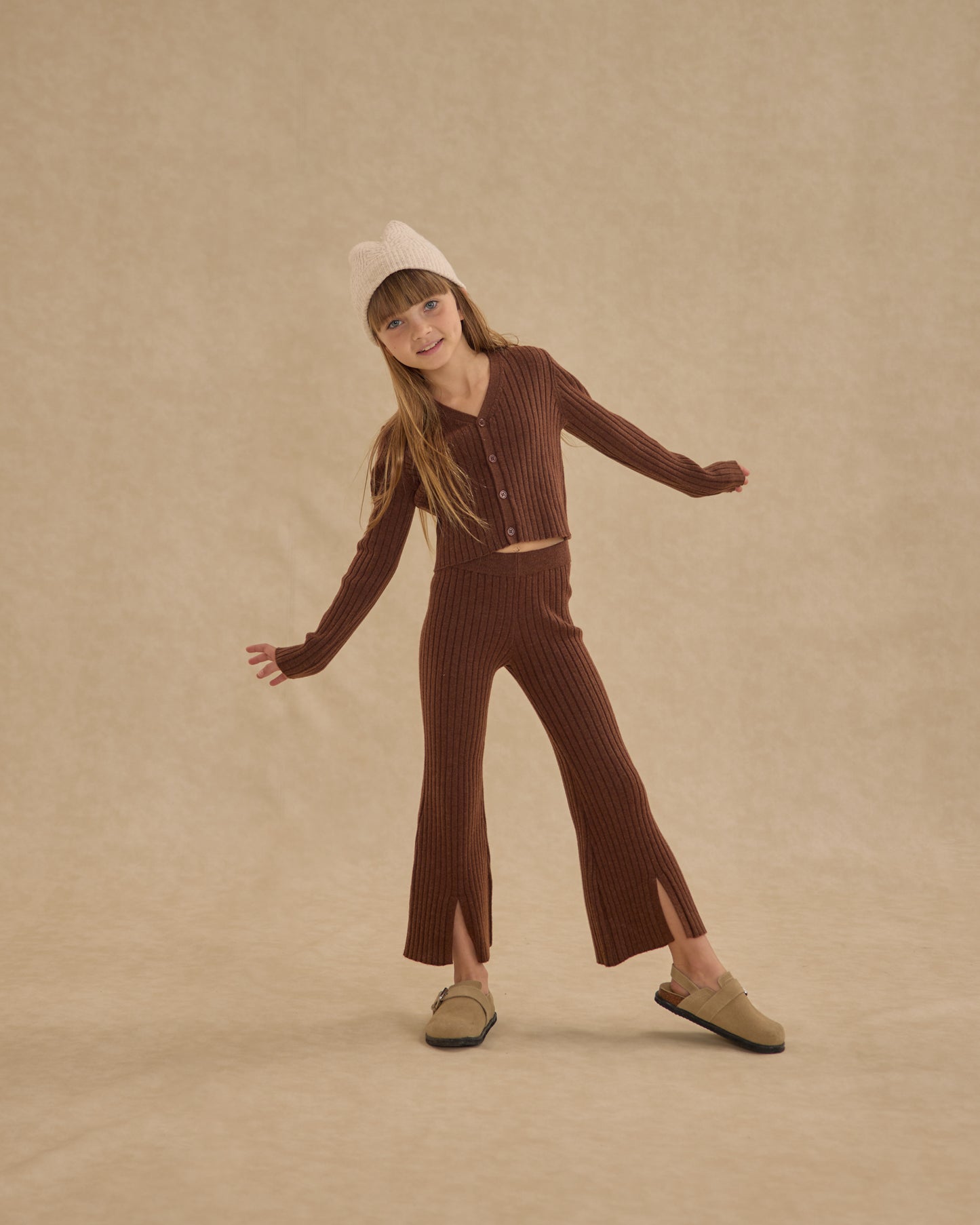 Flare Knit Pant || Brown