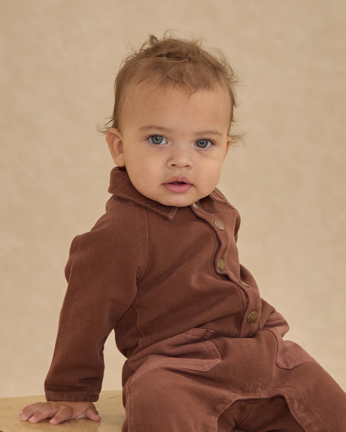 Collared Baby Jumpsuit || Brown