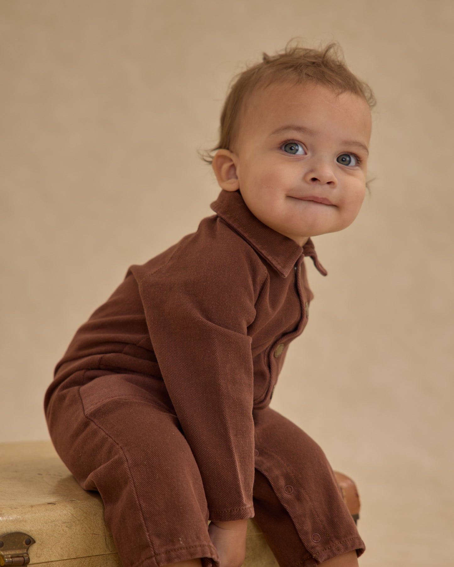 Collared Baby Jumpsuit || Brown