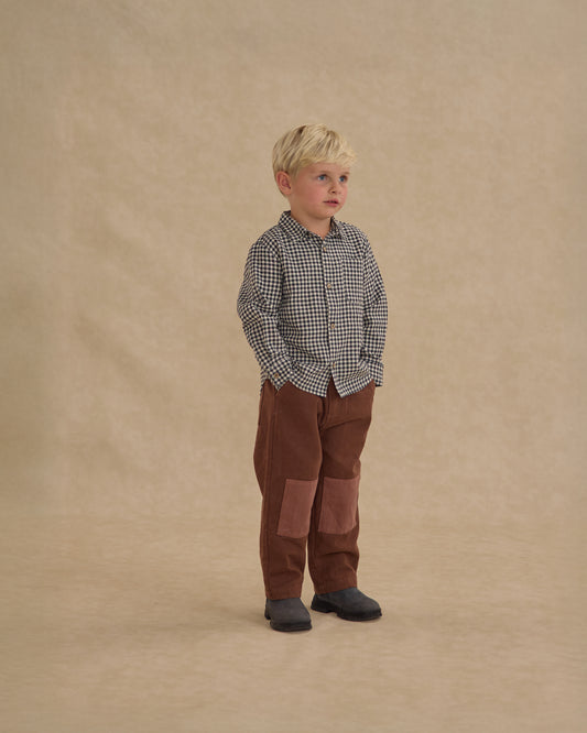 Collared Long Sleeve Shirt || Black Gingham