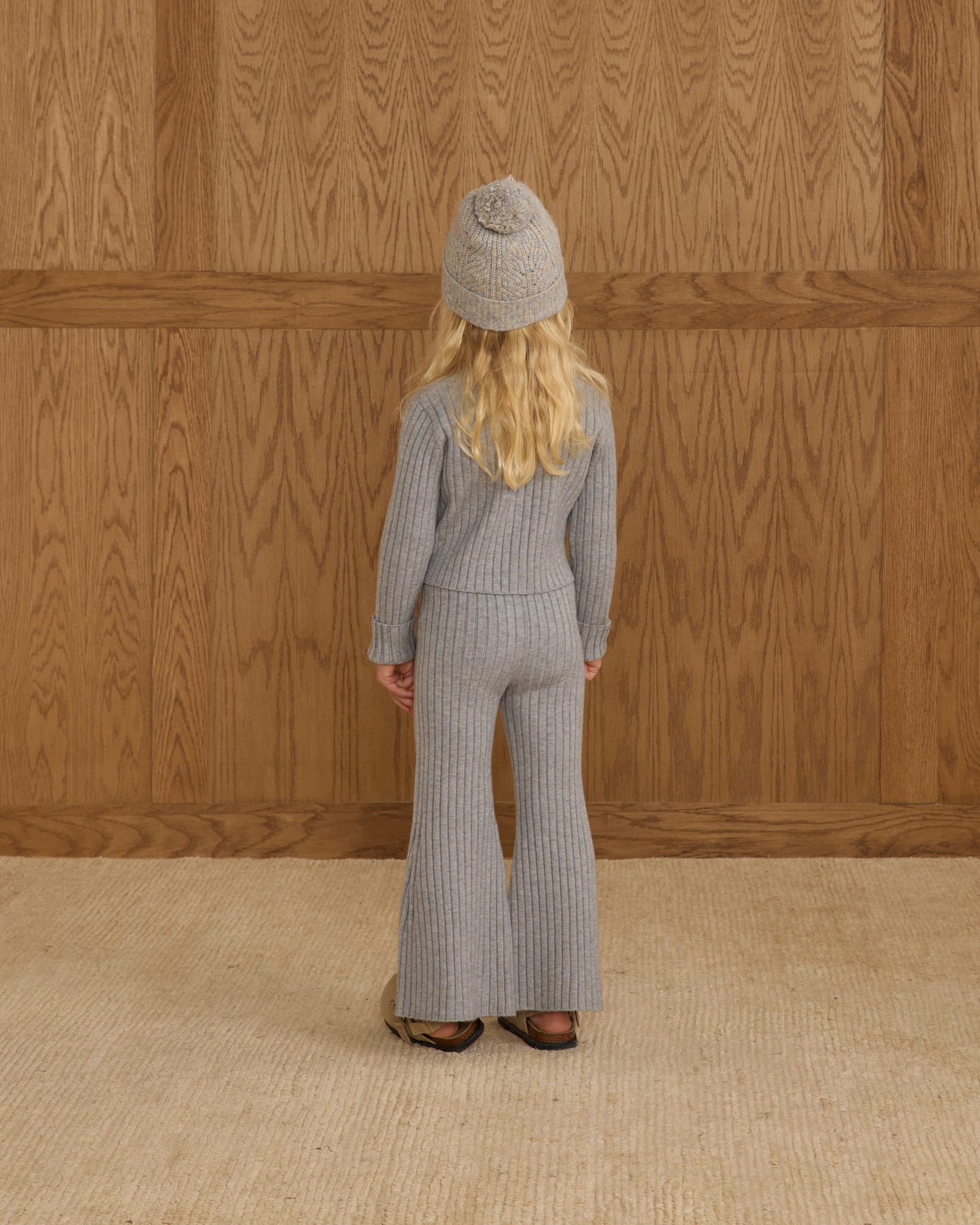 Flare Knit Pant || Dusty Blue