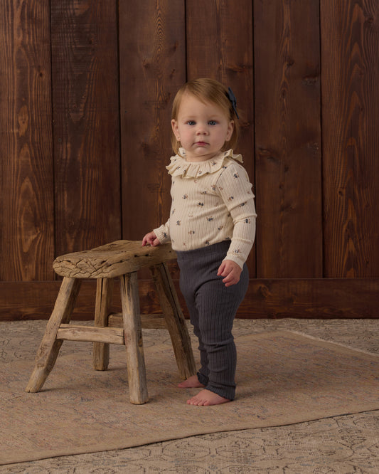 Ruffle Collar Bodysuit || Natural Ditsy
