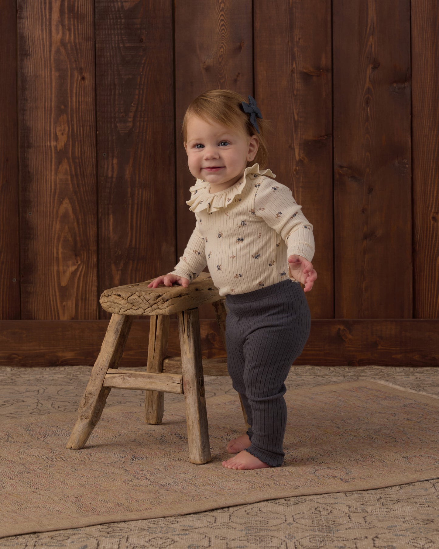 Ruffle Collar Bodysuit || Natural Ditsy