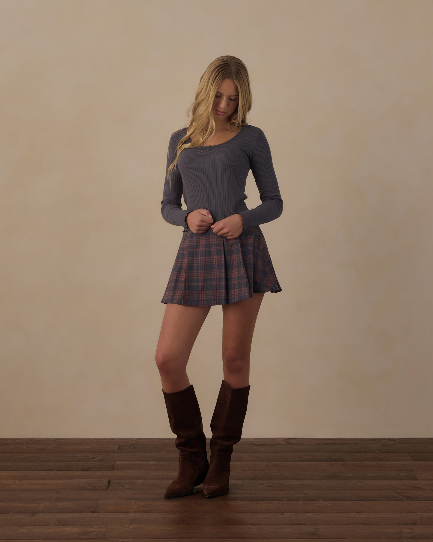 Teen Pleated Skirt || Midnight Plaid