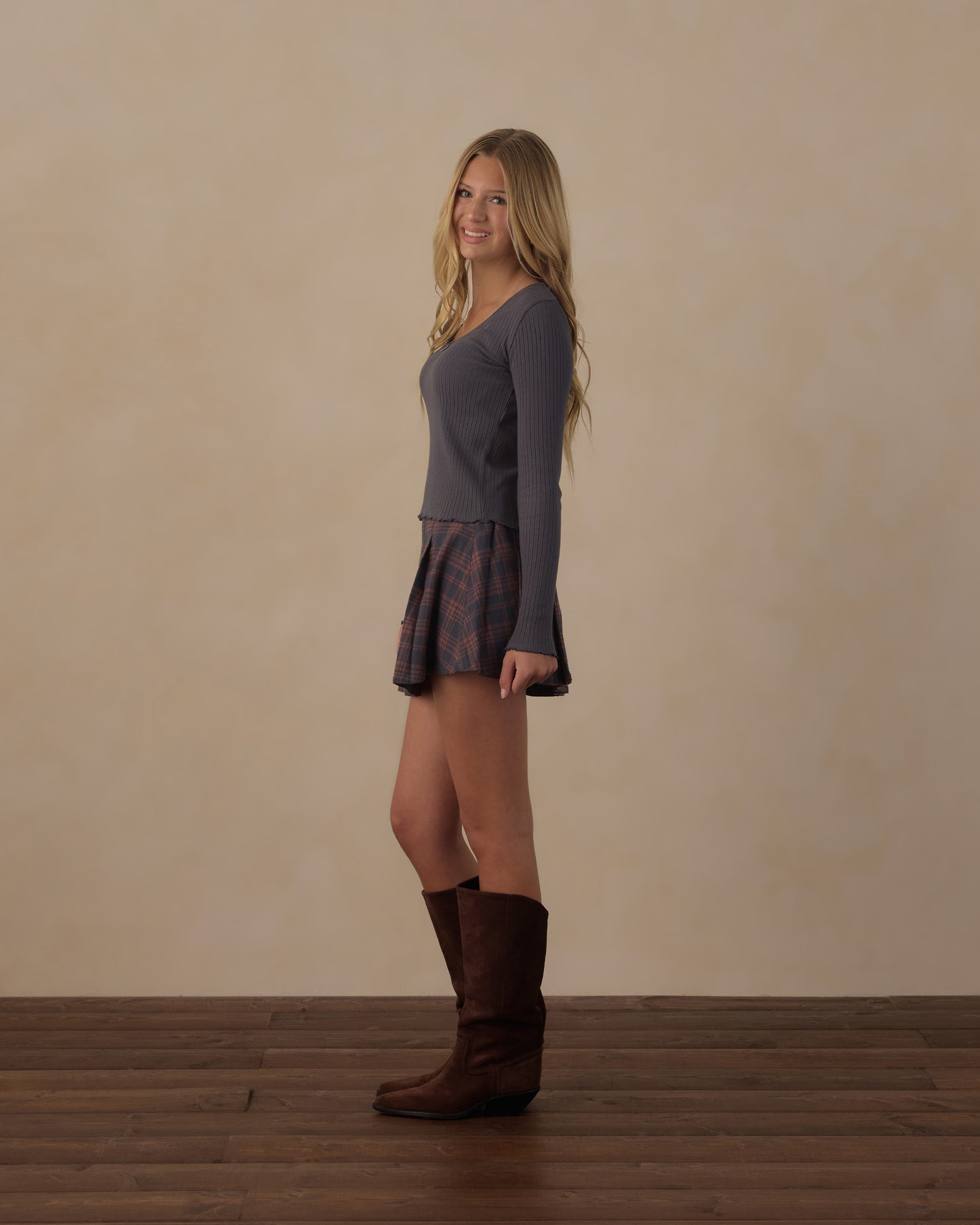Teen Pleated Skirt || Midnight Plaid