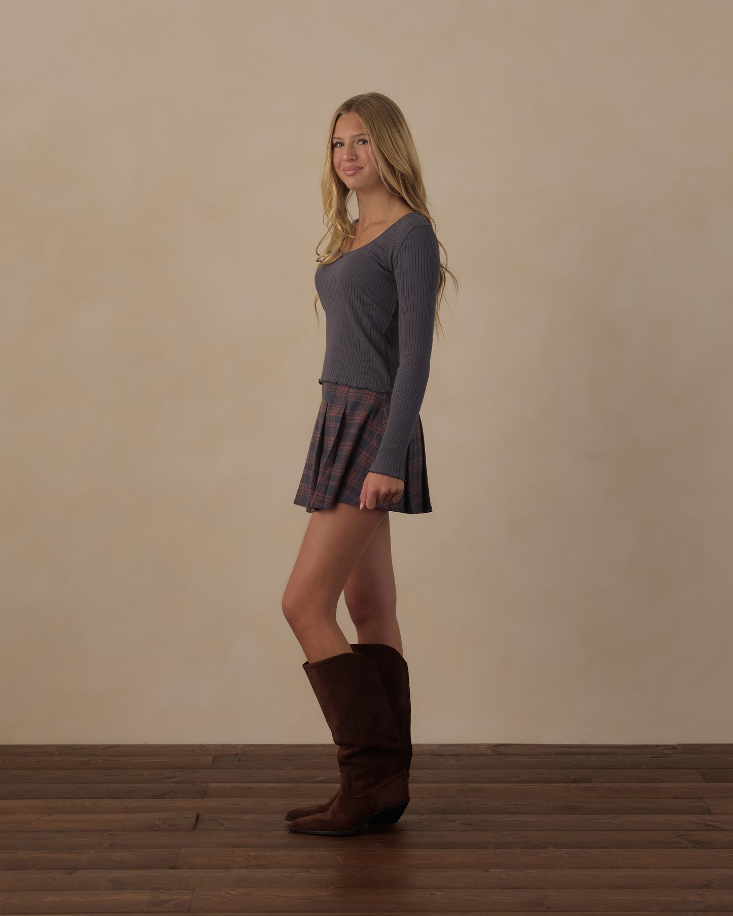 Teen Pleated Skirt || Midnight Plaid