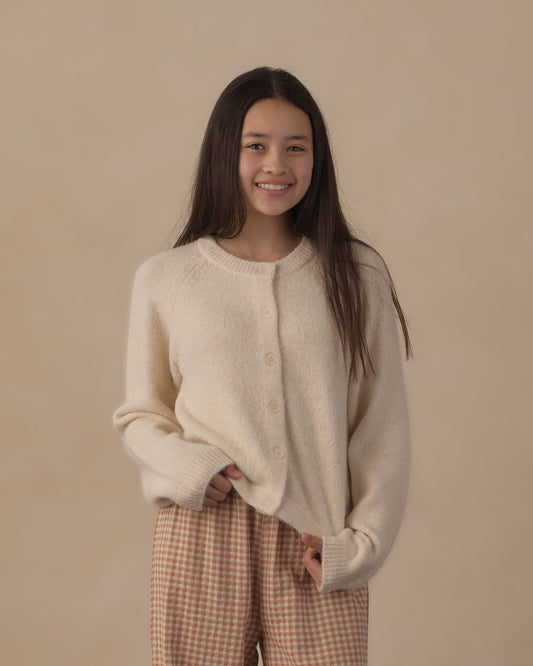 Teen Fuzzy Cardigan || Natural