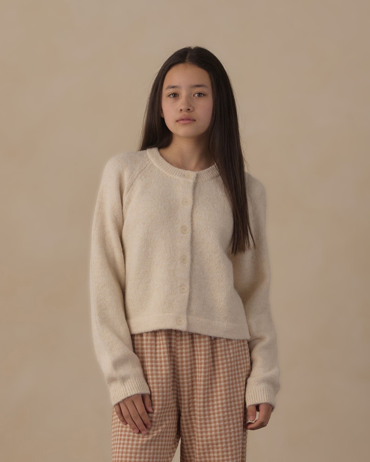 Teen Fuzzy Cardigan || Natural